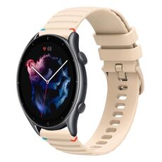 Per Amazfit Watch GTR 3 Cinturino in silicone ondulato punteggiato cucito da 22 mm (color crema)