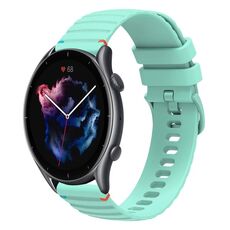 Per Amazfit Watch GTR 3 Cinturino in silicone ondulato punteggiato cucito da 22 mm (verde acqua)