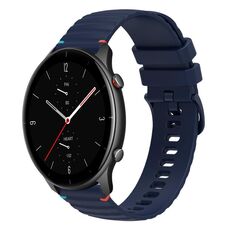 Per Amazfit Watch GTR 2e cinturino in silicone ondulato punteggiato cucito da 22 mm (blu navy)