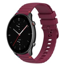 Per Amazfit Watch GTR 2e cinturino in silicone ondulato punteggiato cucito da 22 mm (rosso vino)
