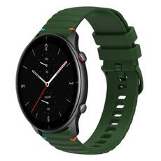 Per Amazfit Watch GTR 2e cinturino in silicone ondulato punteggiato cucito da 22 mm (verde militare)