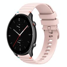 Per Amazfit Watch GTR 2e cinturino in silicone ondulato punteggiato cucito da 22 mm (rosa)