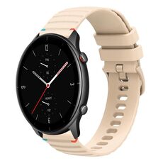 Per Amazfit Watch GTR 2e Cinturino in silicone ondulato punteggiato cucito da 22 mm (color crema)