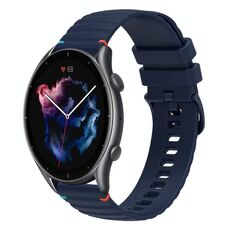Per Amazfit Watch Sport 3 cinturino in silicone ondulato punteggiato cucito da 22 mm (blu navy)