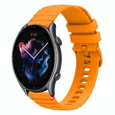 Per Amazfit Watch Sport 3 Cinturino in silicone ondulato punteggiato cucito da 22 mm (giallo ambra)