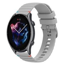 Per Amazfit Watch Sport 3 Cinturino in silicone ondulato punteggiato cucito da 22 mm (grigio)