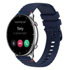 Per Amazfit Watch GTR 2 cinturino in silicone ondulato punteggiato cucito da 22 mm (blu navy)