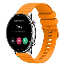 Per Amazfit Watch GTR 2 Cinturino in silicone ondulato punteggiato cucito da 22 mm (giallo ambra)