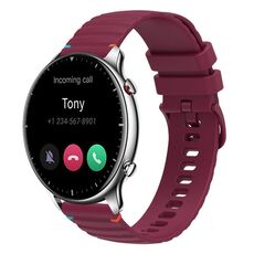 Per Amazfit Watch GTR 2 Cinturino in silicone ondulato punteggiato cucito da 22 mm (rosso vino)