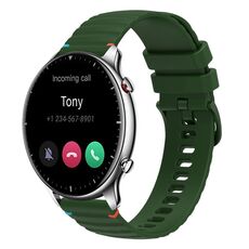 Per Amazfit Watch GTR 2 cinturino in silicone ondulato punteggiato cucito da 22 mm (verde militare)