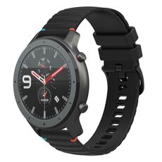 Per Amazfit Watch GTR Cinturino in silicone ondulato punteggiato cucito da 22 mm (nero)