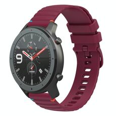 Per Amazfit Watch GTR Cinturino in silicone ondulato punteggiato cucito da 22 mm (rosso vino)