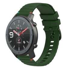 Per Amazfit Watch GTR Cinturino in silicone ondulato punteggiato cucito da 22 mm (verde militare)