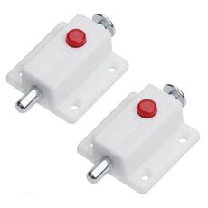2 pezzi di plastica per porta dell'armadio, chiavistello a molla, chiavistello di sicurezza per porta della finestra, stile: senza coperchio, bianco