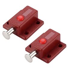 2 pezzi di chiusura a molla per porta dell'armadio in plastica, bulloni per porta della finestra, chiusura di sicurezza, stile: con coperchio marrone