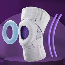 Ginocchiere di protezione sportiva, protezione del menisco, tutore per rotula con doppia striscia antiscivolo (grigio chiaro)
