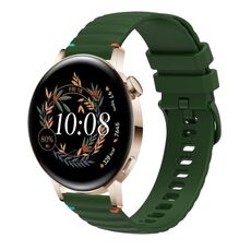Per Huawei Watch GT 3 42mm cinturino in silicone ondulato punteggiato cucito 20mm (verde militare)