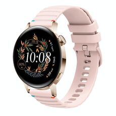 Per Huawei Watch GT 3 42mm Cinturino in silicone ondulato punteggiato cucito 20mm (rosa)