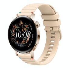 Per Huawei Watch GT 3 42mm Cinturino in silicone ondulato punteggiato cucito 20mm (color crema)