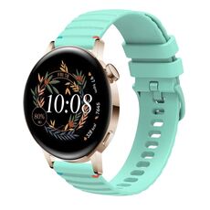 Per Huawei Watch GT 3 42mm Cinturino in silicone ondulato punteggiato cucito 20mm (verde acqua)
