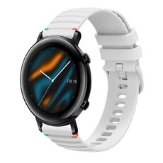 Per Huawei Watch GT 2 42mm Cinturino in silicone ondulato punteggiato cucito 20mm (bianco)