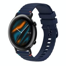 Per Huawei Watch GT 2 42mm cinturino in silicone ondulato punteggiato cucito 20mm (blu navy)