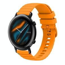 Per Huawei Watch GT 2 42mm Cinturino in silicone ondulato punteggiato cucito 20mm (giallo ambra)