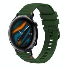 Per Huawei Watch GT 2 42mm Cinturino in silicone ondulato punteggiato cucito 20mm (verde militare)