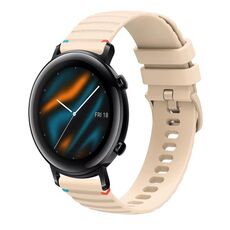 Per Huawei Watch GT 2 42mm Cinturino in silicone ondulato punteggiato cucito 20mm (color crema)