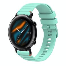 Per Huawei Watch GT 2 42mm Cinturino in silicone ondulato punteggiato cucito 20mm (verde acqua)