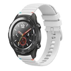 Per Huawei Watch 2 Cinturino in silicone ondulato punteggiato cucito da 20 mm (bianco)