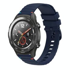 Per Huawei Watch 2 cinturino in silicone ondulato punteggiato cucito da 20 mm (blu navy)