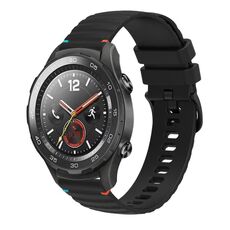 Per Huawei Watch 2 Cinturino in silicone ondulato punteggiato cucito da 20 mm (nero)