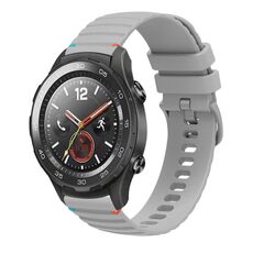 Per Huawei Watch 2 Cinturino in silicone ondulato punteggiato cucito da 20 mm (grigio)