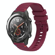 Per Huawei Watch 2 cinturino in silicone ondulato punteggiato cucito da 20 mm (rosso vino)