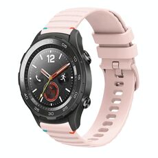 Per Huawei Watch 2 Cinturino in silicone ondulato punteggiato cucito da 20 mm (rosa)