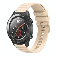 Per Huawei Watch 2 Cinturino in silicone ondulato punteggiato cucito da 20 mm (color crema)