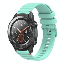 Per Huawei Watch 2 Cinturino in silicone ondulato punteggiato cucito da 20 mm (verde acqua)