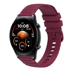 Per Honor Watch GS 4 Cinturino in silicone ondulato punteggiato cucito da 22 mm (rosso vino)