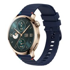 Per Honor Watch 4 Pro cinturino in silicone ondulato punteggiato cucito da 22 mm (blu navy)
