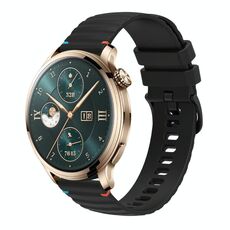 Per Honor Watch 4 Pro Cinturino in silicone ondulato punteggiato cucito da 22 mm (nero)
