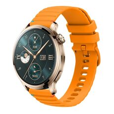 Per Honor Watch 4 Pro Cinturino in silicone ondulato punteggiato cucito da 22 mm (giallo ambra)