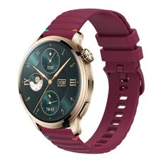 Per Honor Watch 4 Pro cinturino in silicone ondulato punteggiato cucito da 22 mm (rosso vino)
