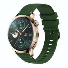 Per Honor Watch 4 Pro cinturino in silicone ondulato punteggiato cucito da 22 mm (verde militare)