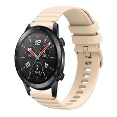 Per Honor Watch GS 3i Cinturino in silicone ondulato punteggiato cucito da 22 mm (color crema)