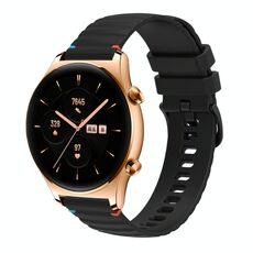 Per Honor Watch GS 3 cinturino in silicone ondulato punteggiato cucito da 22 mm (nero)