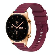 Per Honor Watch GS 3 cinturino in silicone ondulato punteggiato cucito da 22 mm (rosso vino)