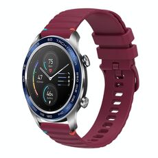 Per Honor Magic Watch cinturino in silicone ondulato punteggiato cucito da 22 mm (rosso vino)