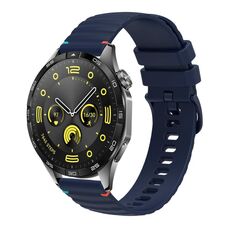 Per Huawei Watch GT 4 46mm Cinturino in silicone ondulato punteggiato cucito 22mm (blu navy)