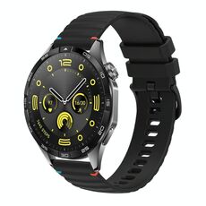 Per Huawei Watch GT 4 46mm Cinturino in silicone ondulato punteggiato cucito 22mm (nero)